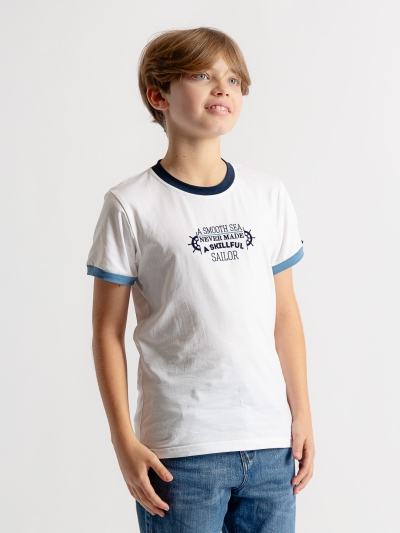 T-shirt branca para menino “Sailor”-KB-YF5136-12